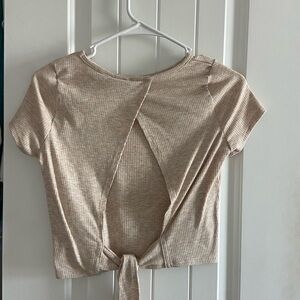 Tan open back cropped tee